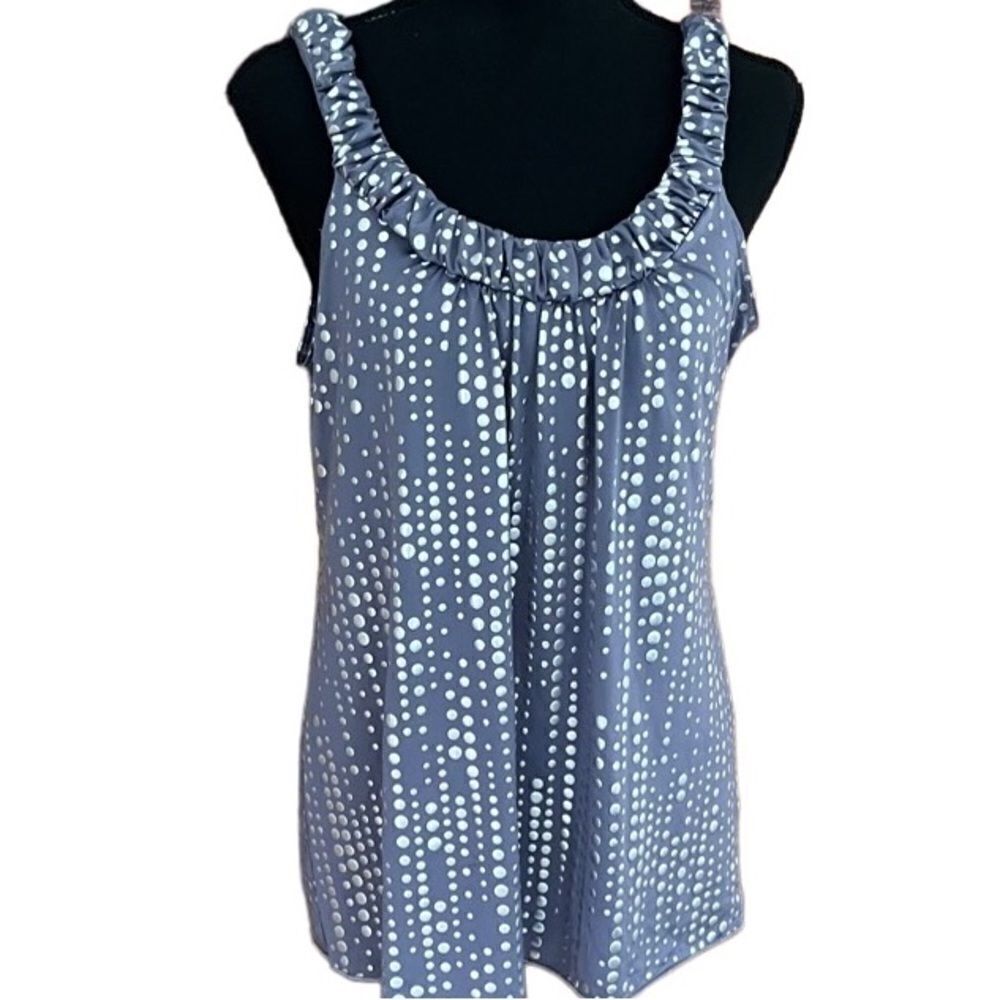 Sushiflower gray with silver circle embellishment sleeveless top, size L